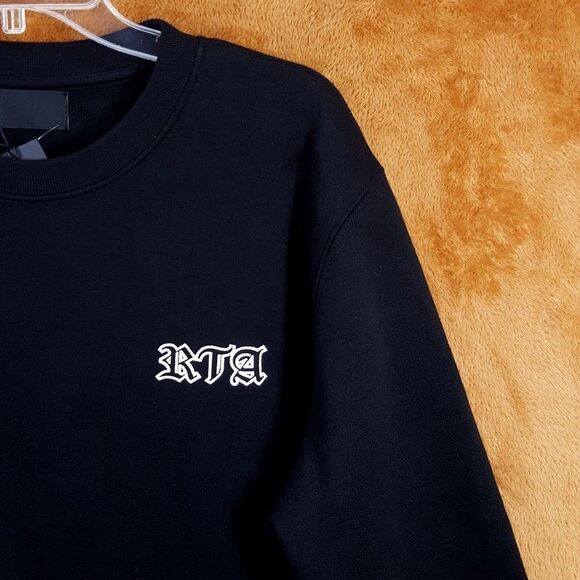 RTA Sweatshirt Mens Medium Black Pullover Crew Logo CHARLES in GOTHIC $170 - Picture 5 of 12